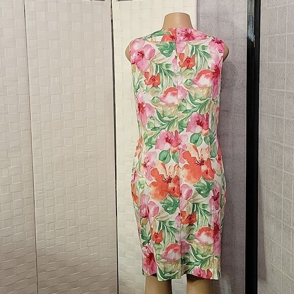 BRAND NEW JONES NEW YORK FLORAL TROPICAL SLEEVELESS ROUNDNECK LINE DRESS - Picture 5 of 14